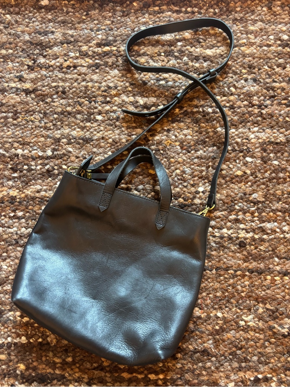 Madewell Black Leather Women's Tote with Crossbody Strap